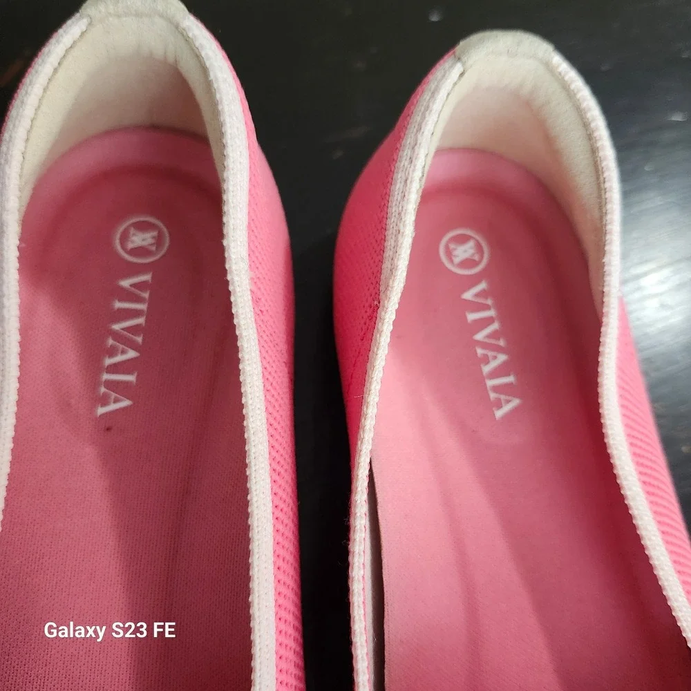 VIVAIA Cat Knit Loafers Pink Black Slip On Flats EU 35 Women's Washable Shoes